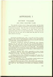 The first page of the appendix listing Extinct villages and other forgotten places in Lincolnshire.